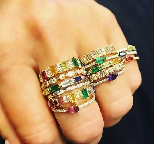 Gold Color Plating Simple Boho Rings Women lady finger jewelry Zircon bohemian Engagement Rings