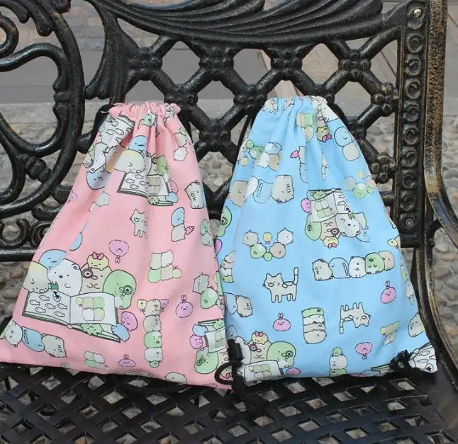 

COOL Sumikko Gurashi Drawstring Backpack Fashion Canvas Backpacks Casual String Bags Anime Knapsack Unisex New