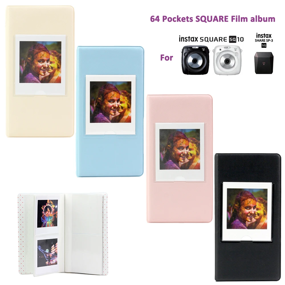 Для FujiFilm Instax Square SQ10 камера SP-3 принтер пленка фотобумага 64 кармана фотоальбом для хранения розовый черный желтый синий