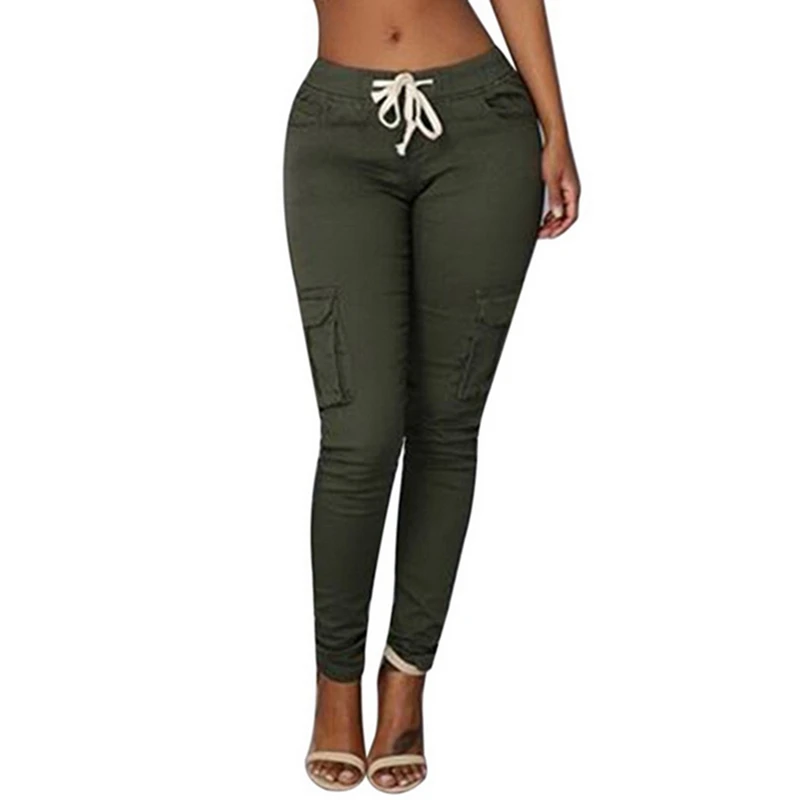 

Nibesser 2019 Women Pants Spring High Waist Casual Solid Pencil Pants Multi-Pockets Plus Size Straight Slim Fit Trousers