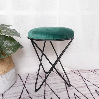 North gdeilipo dressing stool fashion wrought iron stool fabric change shoe bench bedroom dressing table chair nail makeup stool - Цвет: CCOLOR18