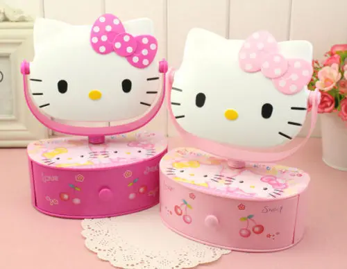 Новая музыкальная шкатулка HelloKitty зеркальная для косметики ювелирных изделий с