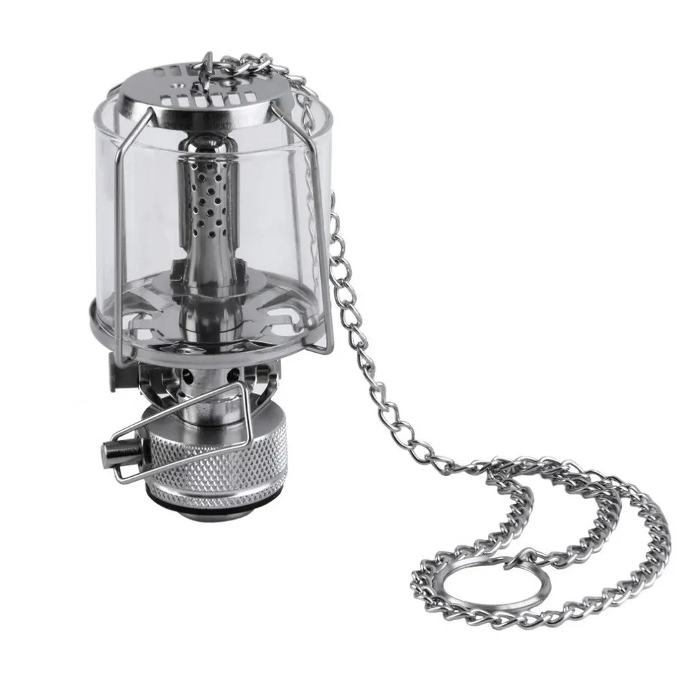 Acampamento ao ar Butano para Viagens Mini 80lux Livre Lanterna Portátil Tenda Alumínio Gas Light Lamp Torch Hanging Vidro da Lâmpada Chaminé 3 Lanternas portáteis