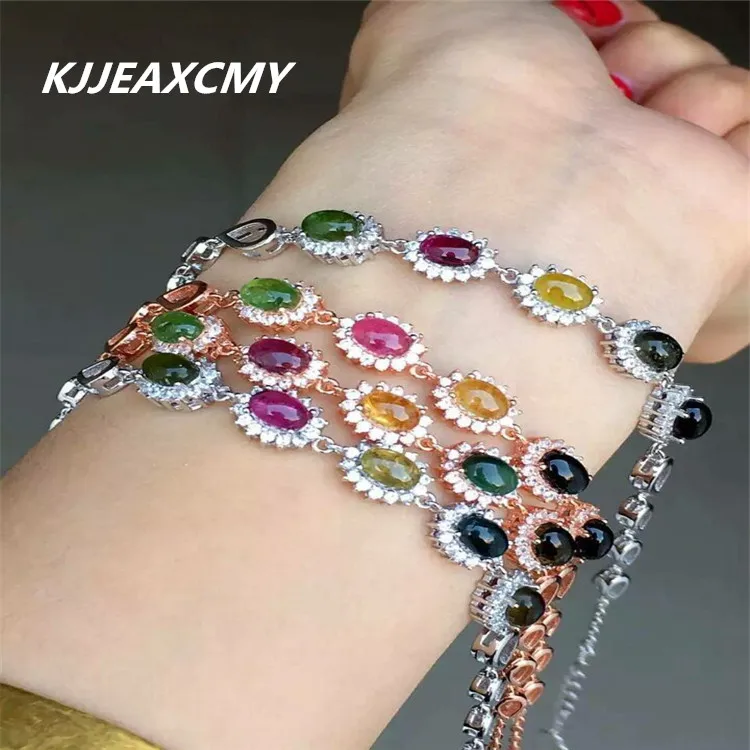 KJJEAXCMY Fine jewelry hand ornaments, 925 Sterling Silver tourmaline crystal bracelet, female Natural Korean ornament KJJEAXCMY Fine jewelry hand ornaments, 925 Sterling Silver tourmaline crystal bracelet, female Natural Korean ornament
