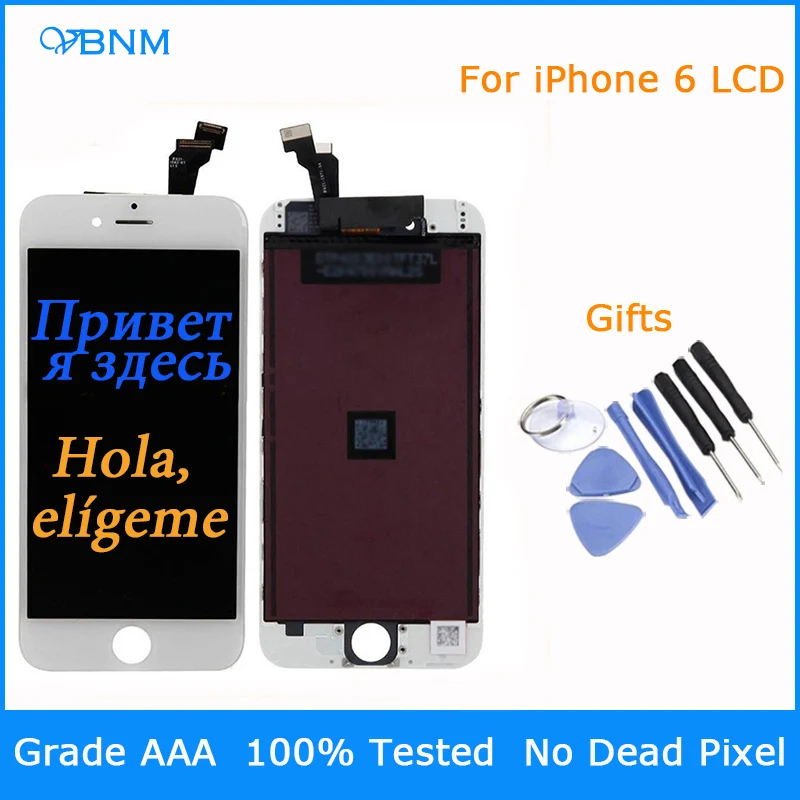 Топ AAA + белый/черный ЖК дисплей Экран для iPhone 6 Дисплей Сенсорный экран сборка