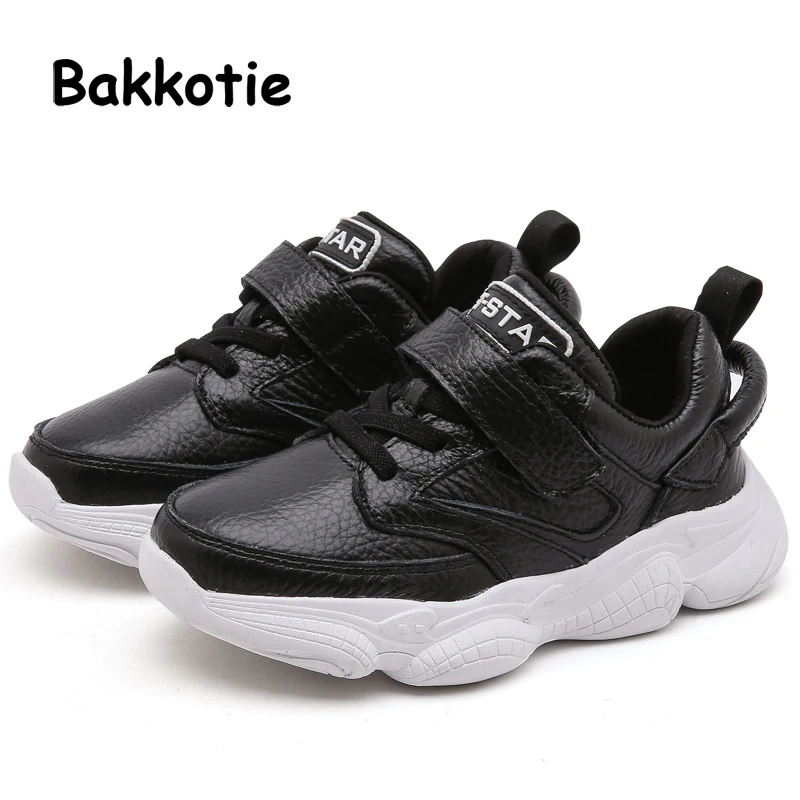 

Bakkotie New Baby Boys Genuine Leather Brand Shoes Spring Children Mesh Casual Sneakers Kids Sport Shoes Girls Black Shoes 2019