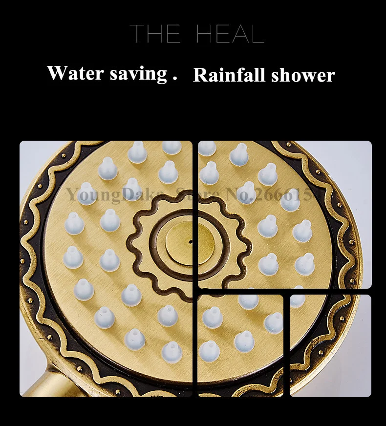 Бесплатная доставка латунь Материал бронзовая отделка Роскошные Ванная комната дождь набор для душа, Винтаж Вырезка смеситель для ванной