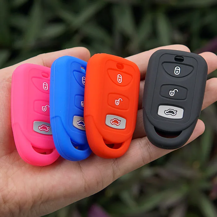 

Silicone rubber car Key fob Case Cover Shell For Hyundai Sonata Santa Fe Elantra for Kia Forte Soul Rio 3 button Remote repair