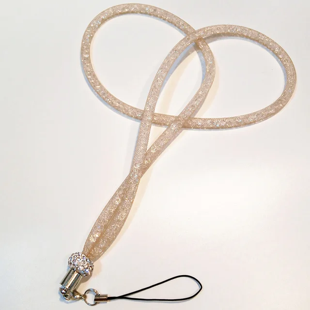 Aoweziic 40cm Phone Rope Neck Lanyard Crystal Grid Strap Key Phone Case
