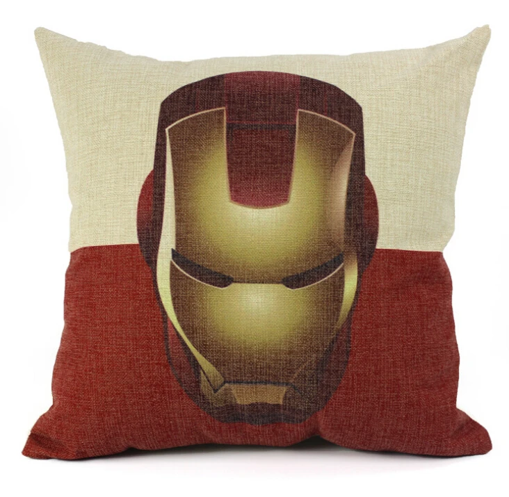 Iron man pillow cover, Avengers superhero Justice League iron man cartoon throw pillow case