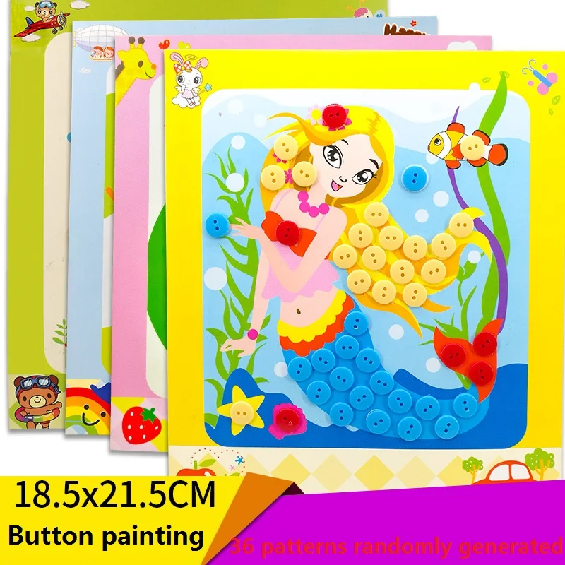

20 PCS Creative Kid Children Drawing Toys DIY Picture Handmade Buttons Paste Painting Material Bag For Home Kindergarten Nursery