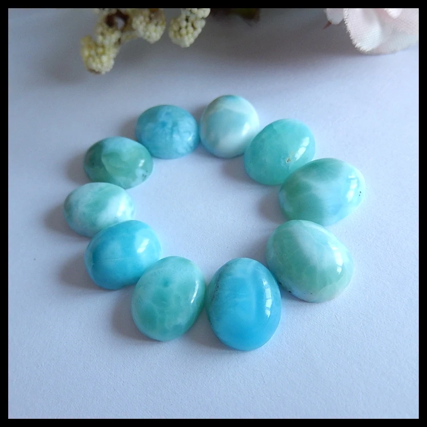 

10 PCS Of Natural Larimar Pendant Necklace Cabochons,Jewelry accessories,12x10x4mm,11x9x5mm,9.1g