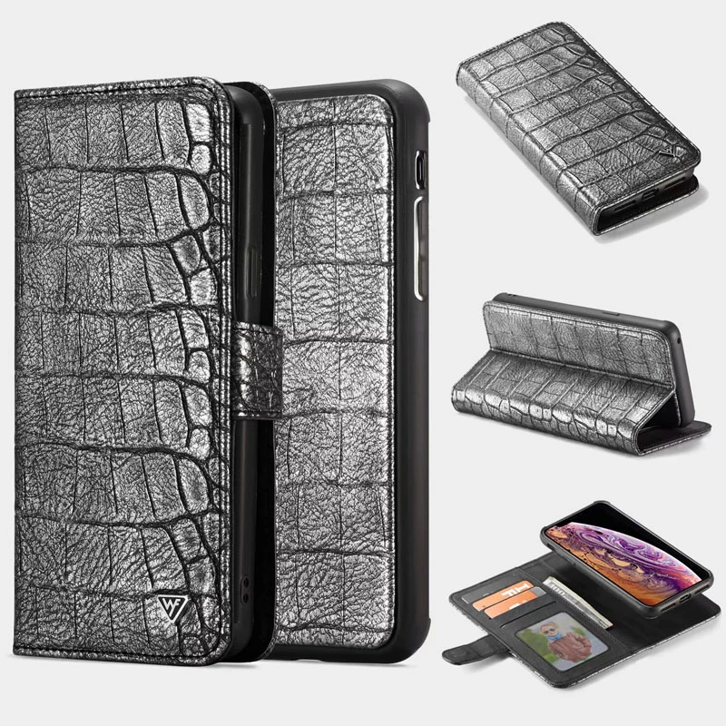 For Apple Iphone Xr Xs Max Leather Case Wallet Crocodile Skin