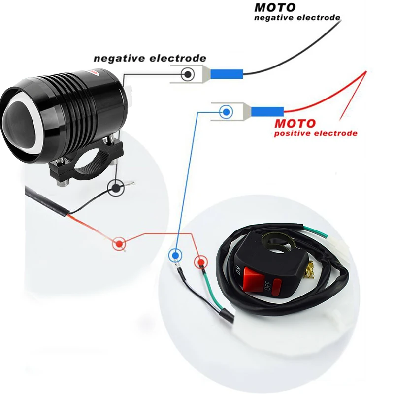 1 шт. moto rcycle U2 светодиодный фары для мотоцикла rbike прожектор мото велосипед Противотуманные фары 12 В 6500 к 1200лм налобный фонарь вспомогательный дальнего света DRL