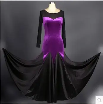 

Ballroom dance costume sexy senior gauze long sleeves ballroom dance dress for women ballroom dance competition dresses