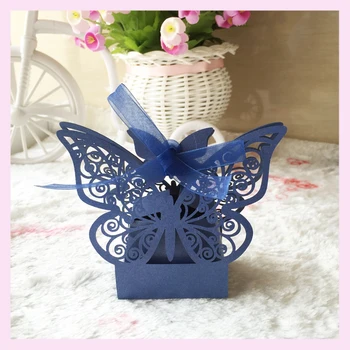 

100pcs/lot Free shipping 2016 hot sale Special wholesale Chinese butterfly shape wedding candy box,chocolate box free ribbon