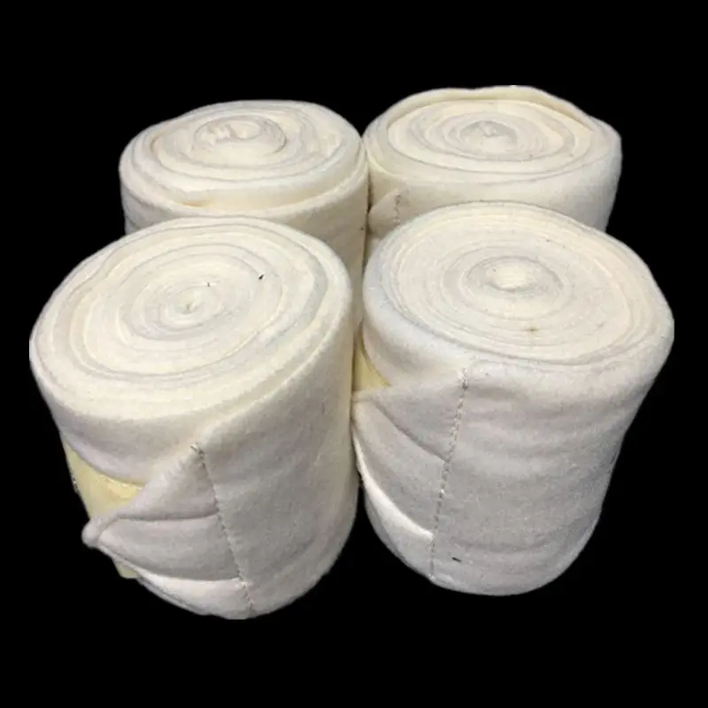 4 Pieces Polar Fleece Horse Bandage Black Soft Equestrain Horse Leg Wraps Bandage - Цвет: Белый