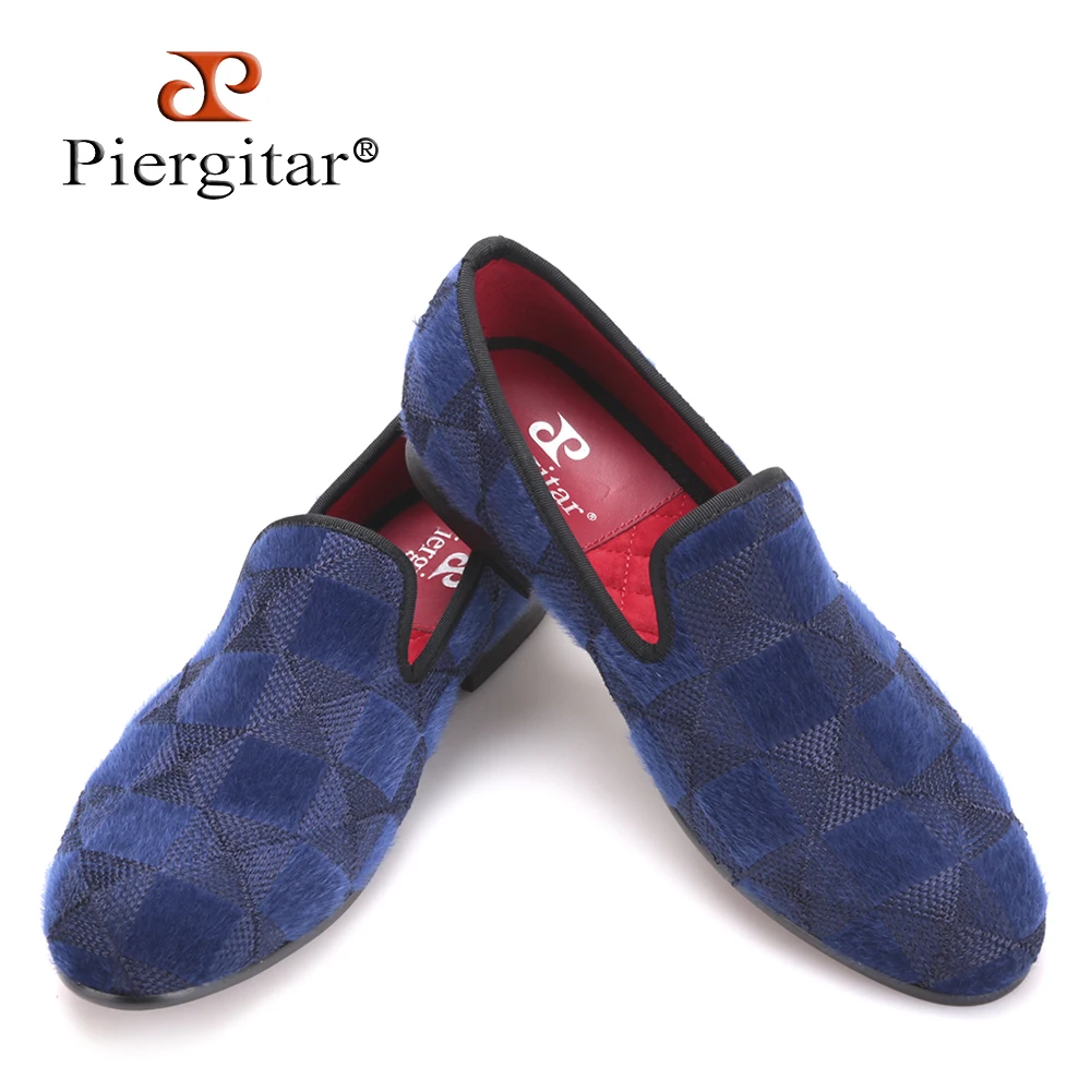 Piergitar 2017 two colors men velvet shoes with plaid horse hair design Handmade men prom loafers men plus size casual falts Piergitar 2017 two colors men velvet shoes with plaid horse hair design Handmade men prom loafers men plus size casual falts