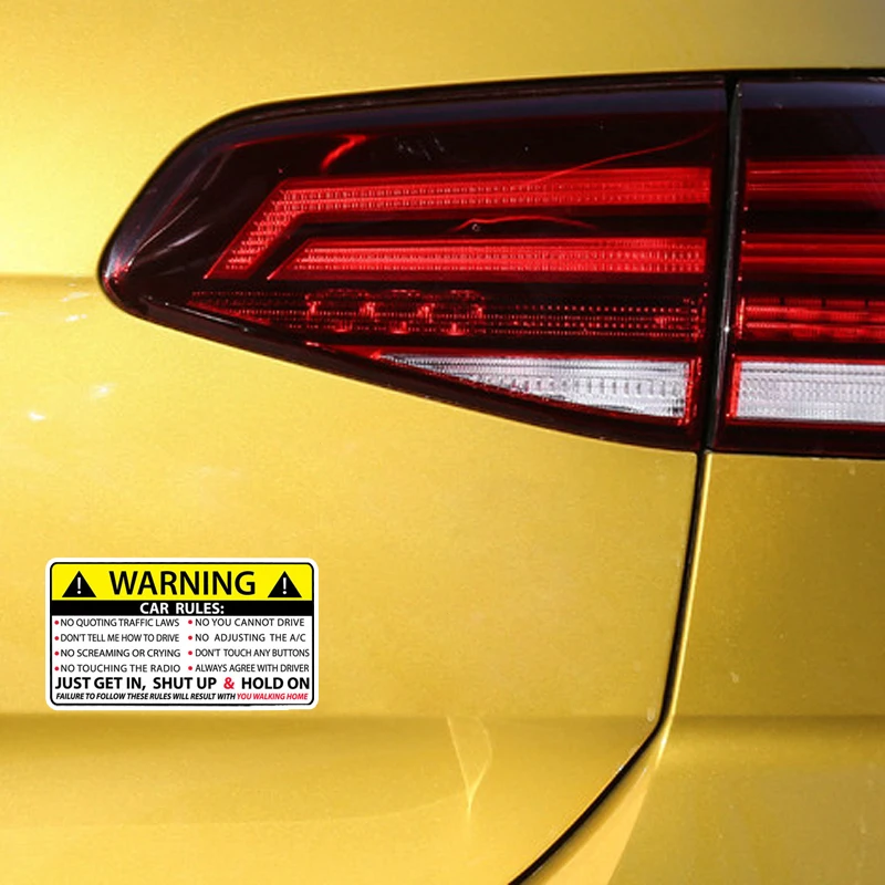 

Auto Safety Warning Rules Car Sticker for Mercedes W204 W210 AMG Benz Bmw E36 E90 E60 Fiat 500 Volvo S80