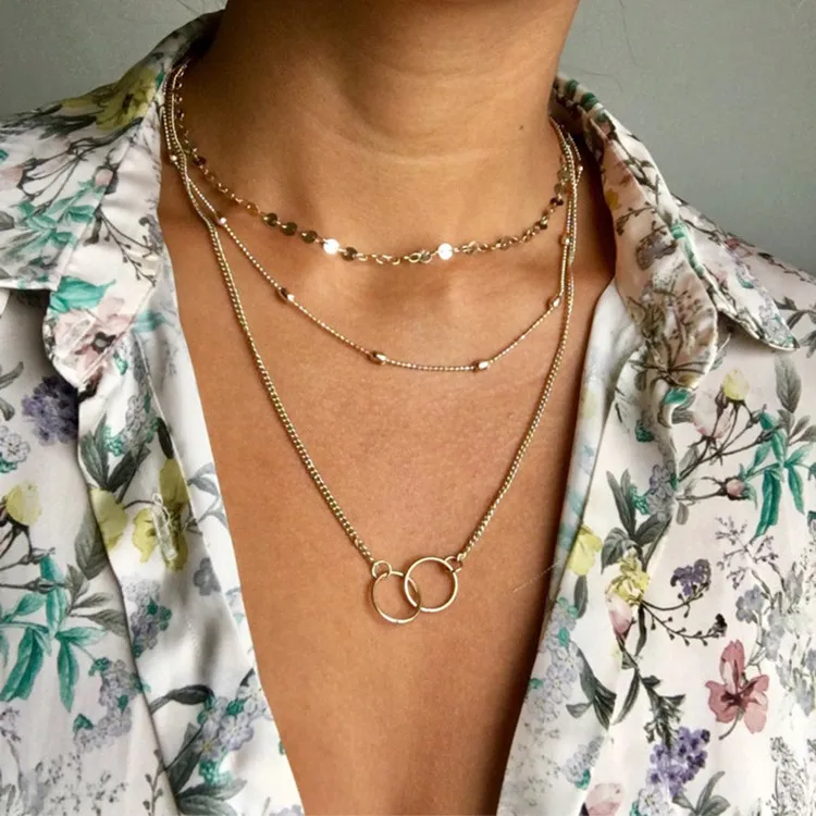 MAA-OE богемное многослойное ожерелье с подвеской s для женщин модное Золотое геометрическое Очаровательное ожерелье в виде цепи, ювелирные изделия оптом - Окраска металла: No.19