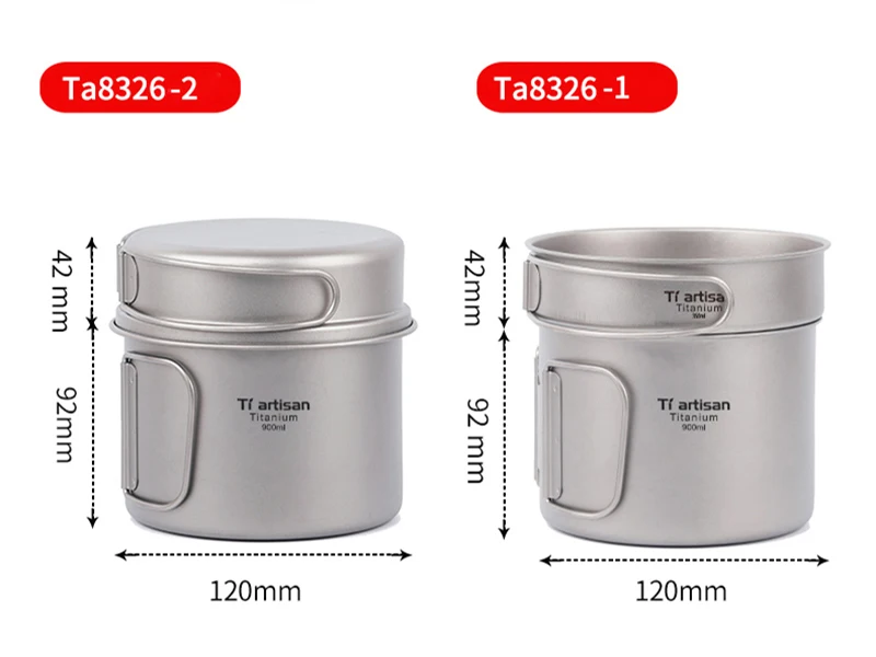 Panela ao ar Panelas de Titânio ml e 350 Pan com Dobradura Tiartisan Livre Portátil Camping Pote Acampamento Conjunto 900 ml Pot Fry Punho Ta8326 8 Esporte e Lazer
