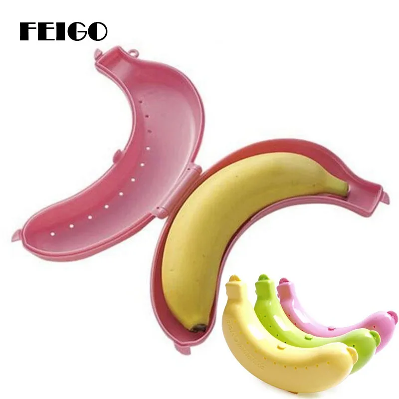 

FEIGO 1Pcs Outdoor Cute Banana Protector Case Container Trip Lunch Fruit Box Storage Holder Cheap Banana Trip Outdoor Box F572