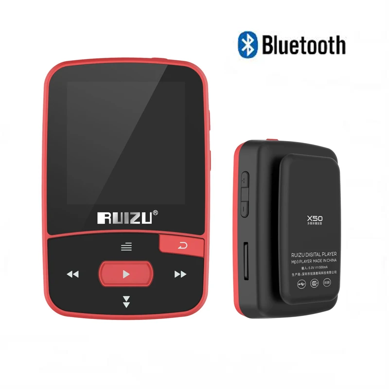 Mp3 плеер Bluetooth Ruizu X50 музыкальный аудио с радио спорт цифровой Hi Fi экран Fm Flac 8 Гб без