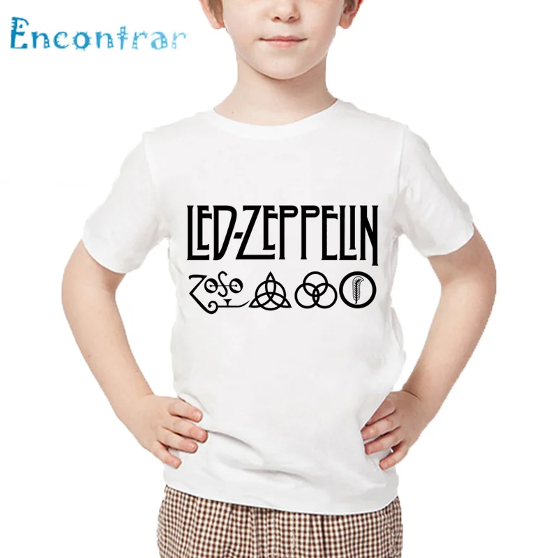 Детская футболка с принтом «Led Zeppelin Heavy Metal Rock Band» детские летние белые топы, Повседневная футболка для мальчиков и девочек HKP4070