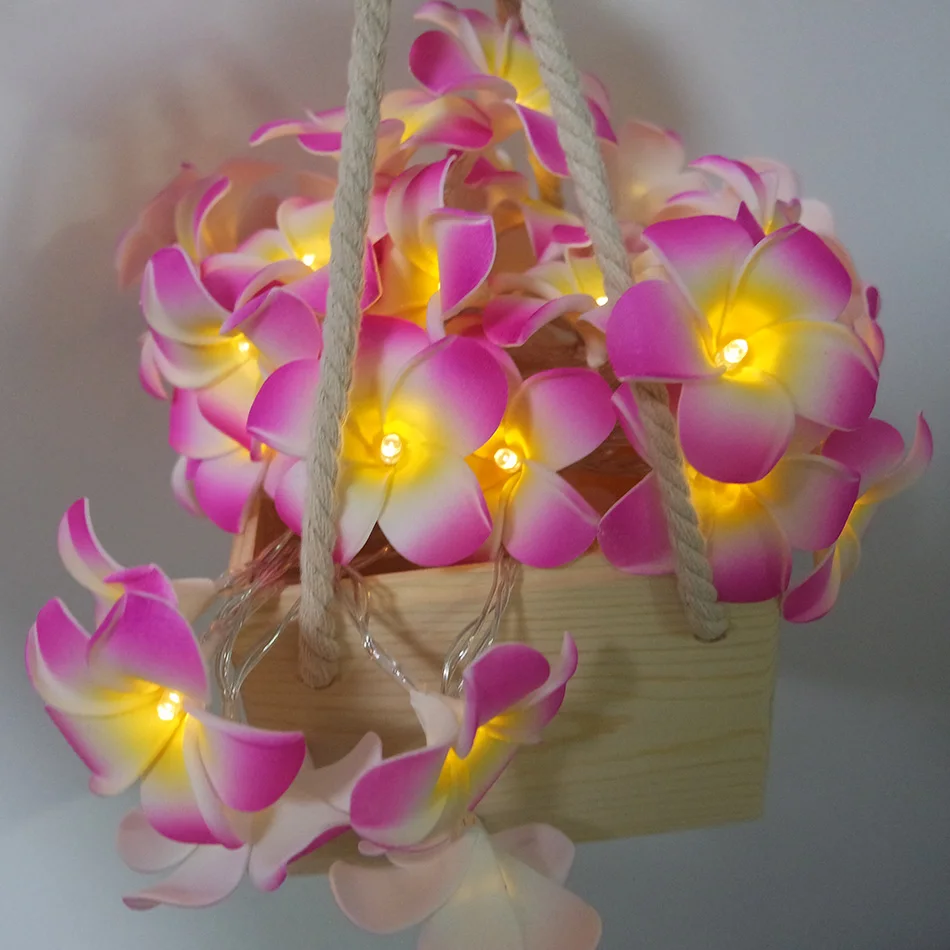 Lovely frangipani wreath with led light for vase flower arrangement