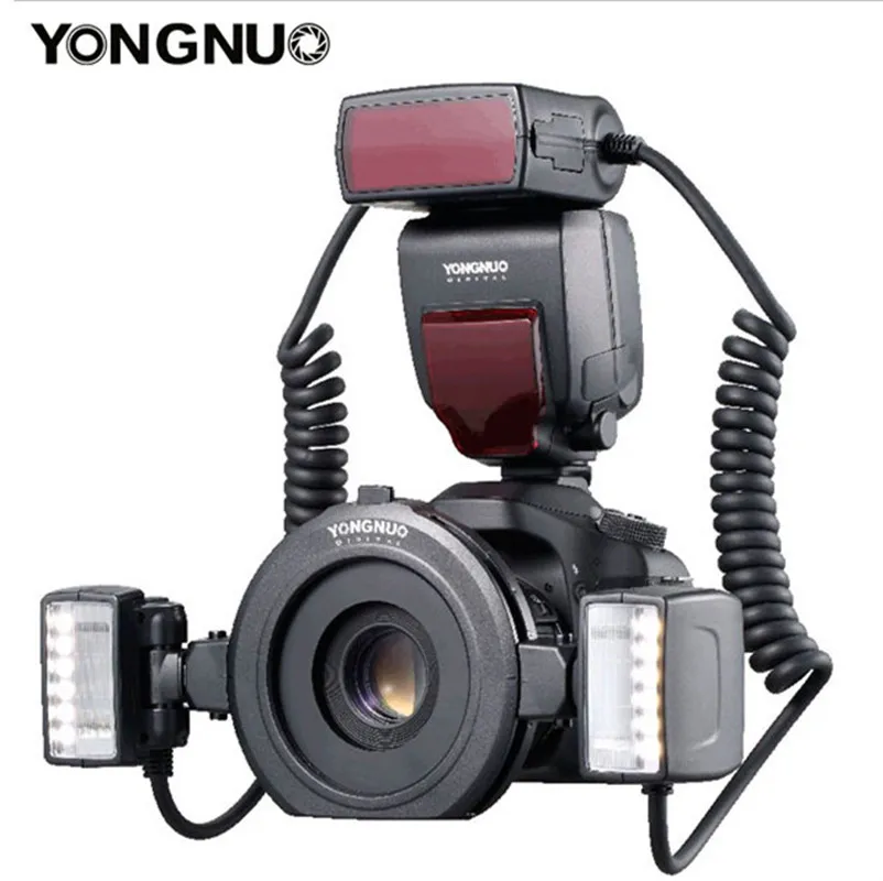YONGNUO YN24EX E-TTL Макросъемка Speedlite с 2 шт. головкой вспышки и 4 переходными кольцами для