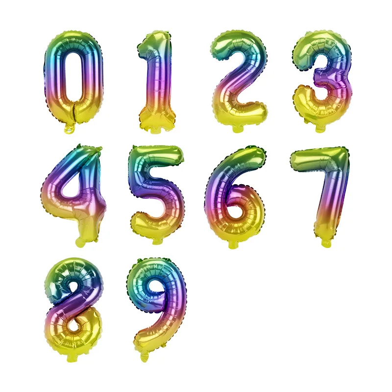 

16inch 0-9 Numbers Font Iridescent Foil Balloons party birthday Rainbow Helium wedding birthday decorations Ballons Supplies