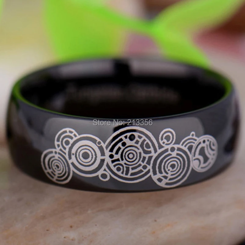 Free Shipping!USA Hot Sales E&ampC TUNGSTEN LUXURY JEWELRY 8MM COMFORT FIT BLACK DOME DOCTOR WHO TIME LORD WEDDING RING | Украшения и