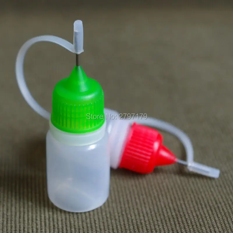 5pcs Empty Metal Needle Plastic Bottle PE 5ml Needle Bottles With Screw Metal Needle Cap Free