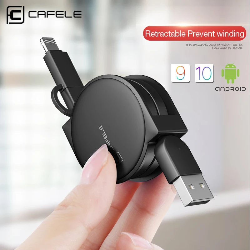 

CAFELE NEW 100cm 2 in 1 retractable USB fast charging Cable For iPhone 7 5s 6 6 plus and micro android for Samsung xiaomi