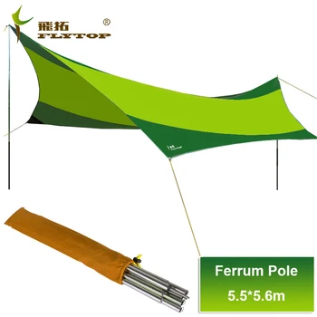 

Flytop High Quality Large 5.5*5.6m Silver Anti UV Beach Tent Sun Shelter Camping Tent Awning Tarp Gazebo Car Roof Tent With Pole