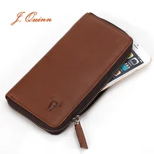 J. Quinn, мужской кошелек на молнии, длинный, натуральная кожа, кошелек, держатель для карт, бизнес, коровья кожа, мужские кошельки,, новинка для мужчин