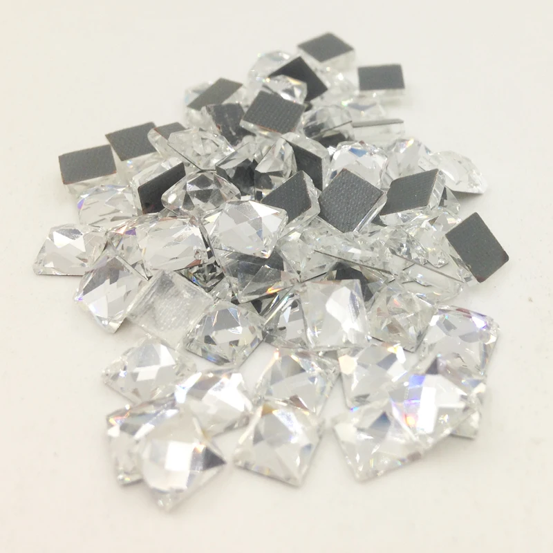 

Sale 100 piece/lot Square Crystal Rhinestones DIY Jewelry Sewing Beads for Wedding Dress