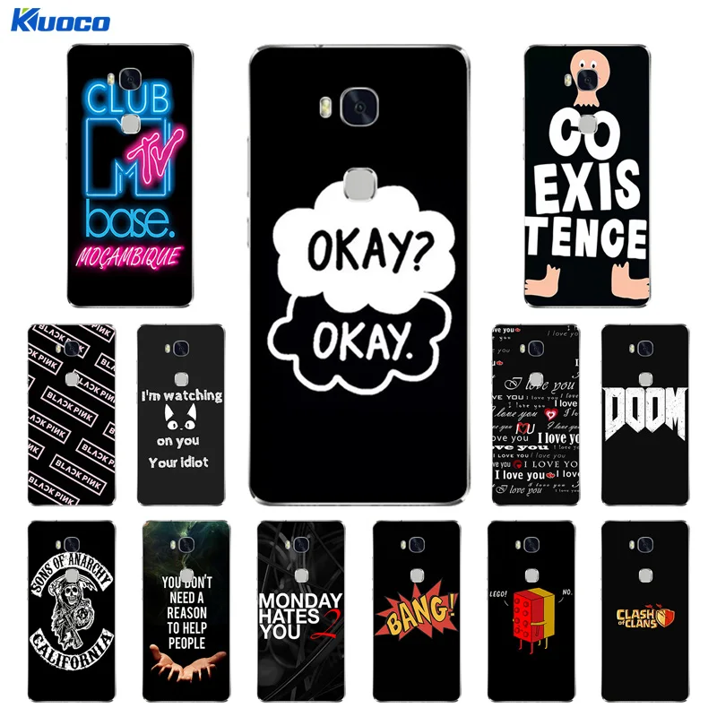 for Huawei Honor Play 5X / Black Letters Printing GR5 X5 KIW-TL00 KIW-TL00H Soft TPU Case |