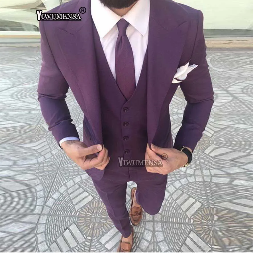 yiwumensa Rose Gold Men Suits Slim Fit Groom Suit Tuxedo Smoking Homme