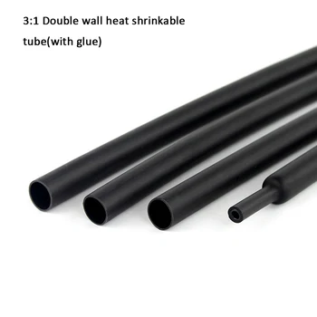 

1Meter 50mm 65mm Dual Wall Heat Shrink Tube 3:1 Ratio Adhesive Lined With Glue Tubing Wrap Wire Cable Black