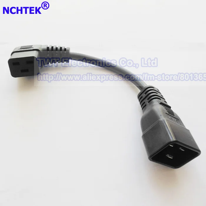 

C20 Male Plug to C19 Female Power Extension Cord,Right Angle C19 to C20 AC Power Adapter Cable for PDU UPS,16A 2pcs,Free Ship