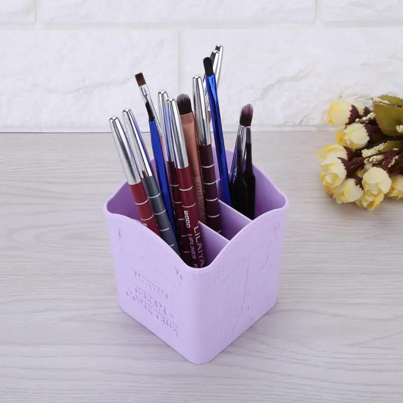 Дизайн ногтей, ручка с кисточкой советы держатель для хранения коробка Косметическая Кисть для макияжа горшок 4-отделения ногтей органайзер для маникюра контейнер для инструментов - Цвет: Purple