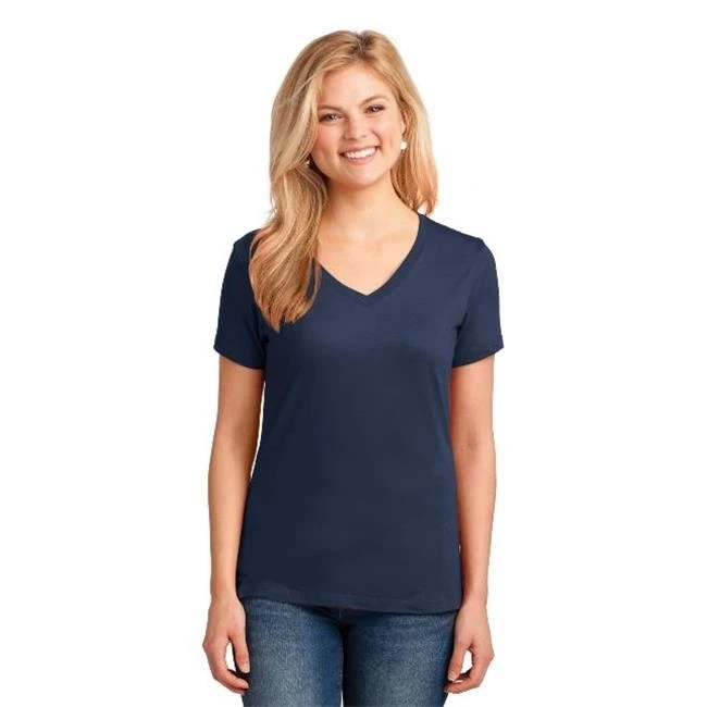 Port & Company LPC54V Ladies Core Cotton V-Neck Tees Navy - Medium