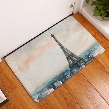 

CAMMITEVER France Paris Tower Rug Area Printed Carpet Home Decor Bedroom Kitchen Floor Mats Grey Rug Tapete European Building