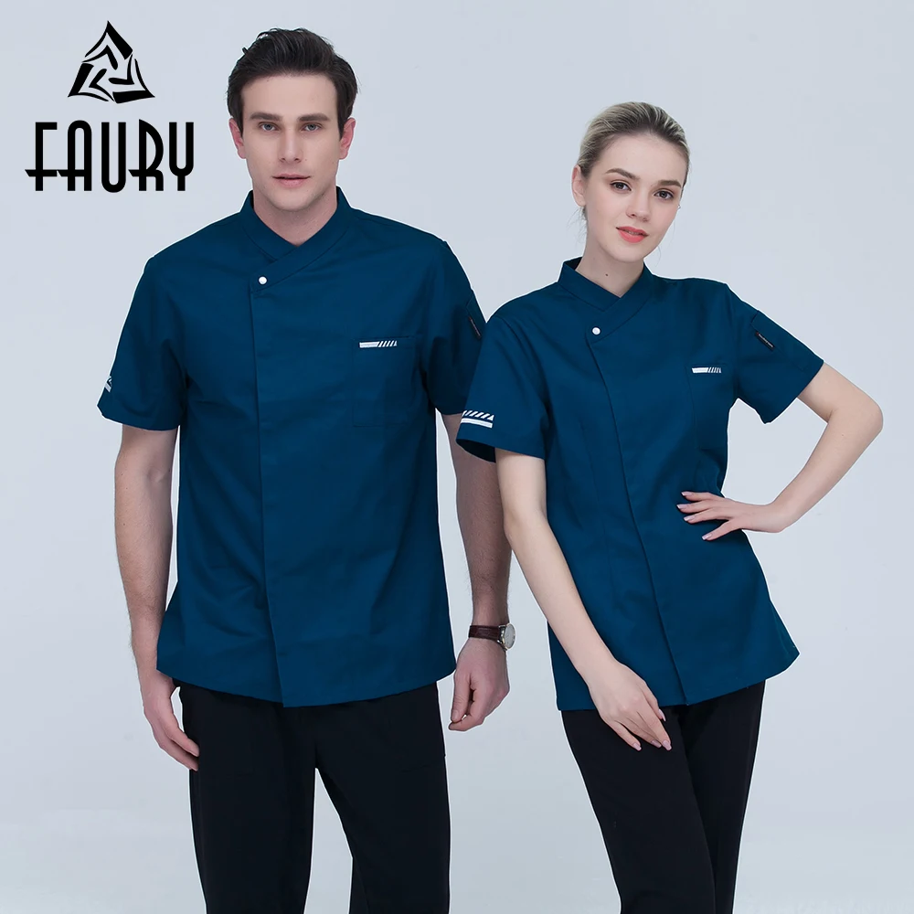 Unisex Chef Work Uniforms Short Sleeve Breathable Restaurant Hotel