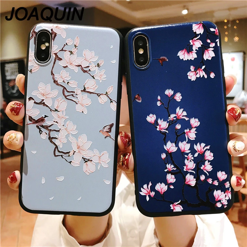 

3D Relief Peony Floral Matte Soft TPU Phone Case For iphone X 7 8 Plus Cases For Apple iPhone 6s XR XS MAX Cover Blooming Orchid