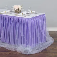 14 футов. Двухцветная Тюлевая шифоновая юбка для стола Лаванда/белый для свадебной вечеринки украшение для банкета