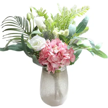 

1 Set Denisfen Mixed Hydrangea Bouquet in Vase Artificial Fake Flowers Home Wedding Decoration Silk Floral flores artificiales