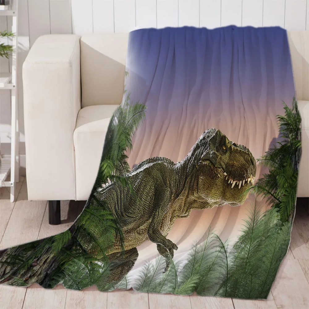 3D динозавр мультфильм тонкое одеяло бархатное плюшевое художественное одеяло полотенце для пляжа путешествий простыня сон одеяло падение на заказ
