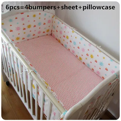  Promotion 6pcs Baby Bedroom Set Nursery Bedding Cot bedding set for newborn babinclude (bumper+shee - 32757041439